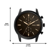Fossil Goodwin Chronograph Black Dial Black Leather Strap Watch for Men - FS5585