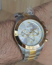 Hugo Boss Ikon Chronograph Silver Dial Two Tone Steel Strap Watch for Men - 1512960