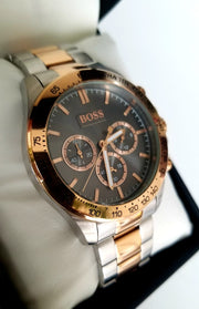 Hugo Boss Ikon Chronograph Grey Dial Two Tone Steel Strap Watch for Men - 1513339
