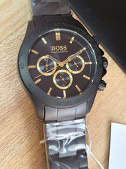 Hugo Boss Ikon Chronograph Black Dial Black Steel Strap Watch for Men - 1513278