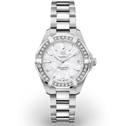 Tag Heuer Aquaracer Diamonds Mother of Pearl Dial Silver Steel Strap Watch for Women - WBD1313.BA0740