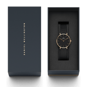 Daniel Wellington Petite Ashfield Black Dial Black Mesh Strap Watch for Women - DW00100307