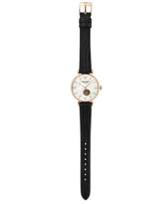 Emporio Armani Meccanico Gianni T Bar Mother of Pearl White Dial Black Leather Strap Watch For Women - AR60047