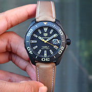 Tag Heuer Aquaracer 300 Calibre 5 Automatic Black Dial Brown Nylon Strap Watch for Men - WAY208C.FC6383