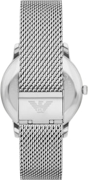 Emporio Armani Minimalist Quartz Green Dial Silver Mesh Bracelet Watch For Men - AR11578