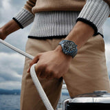 Hugo Boss Globetrotter Chronograph Black Dial Blue Steel Strap Watch for Men - 1513824