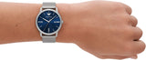 Emporio Armani Minimalist Quartz Blue Dial Silver Mesh Strap Watch For Men - AR11571
