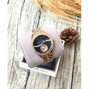 Michael Kors Lauryn Blue Dial Rose Gold Steel Strap Watch for Women - MK3723
