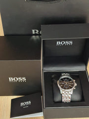 Hugo Boss Jet Chronograph Black Dial Silver Steel Strap Watch for Men - 1513383