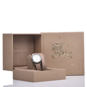 Burberry Utilitarian White Dial Pink Leather Strap Watch for Women - BU7847
