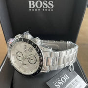 Hugo Boss Rafale Competitive Sport Chronograph Silver Dial Silver Steel Strap Watch for Men - 1513511