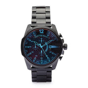 Diesel Mega Chief Chronograph Black Dial Black Steel Strap Watch For Men - DZ4318