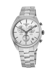 Tissot T Classic PR 100 Chronograph Silver Dial Silver Steel Strap Watch For Men - T101.417.11.031.00