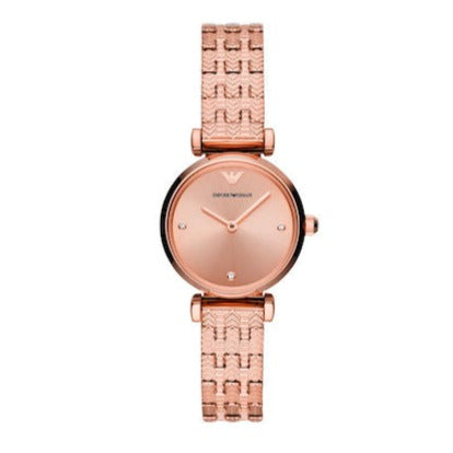 Emporio Armani Gianni T Bar Quartz Rose Gold Dial Rose Gold Steel Strap Watch For Women - AR11342