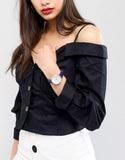 Fossil Tailor White Dial Blue Leather Strap Watch for Women - ES4394