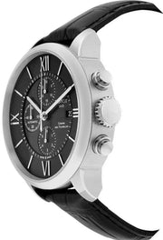 Tissot T Classic Chemin Des Tourelles Chronograph Black Dial Black Leather Strap Watch For Men - T099.427.16.058.00