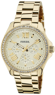 Fossil Cecile Chronograph Gold Dial Gold Steel Strap Watch for Women - AM4482