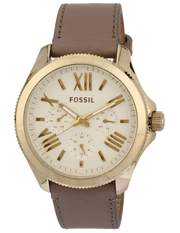Fossil Cecile Champagne Dial Grey Leather Strap Watch for Women - AM4529
