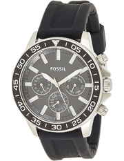 Fossil Bannon Multifunction Black Dial Black Silicone Strap Watch for Men - BQ2494