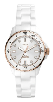 Fossil FB-01 Analog White Dial White Ceramic Strap Watch for Women - CE1107