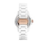 Fossil FB-01 Analog White Dial White Ceramic Strap Watch for Women - CE1107