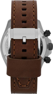 Fossil Retro Traveler Chronograph White Dial Brown Leather Strap Watch for Men - CH2886