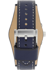 Fossil Coachman Chronograph White Dial Blue Leather Strap Watch for Men - CH3051