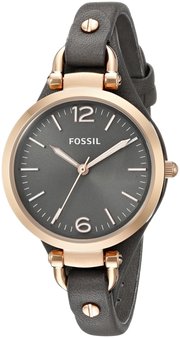 Fossil Georgia Smoke Grey Dial Grey Leather Strap Watch for Women - ES3077