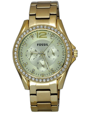 Fossil Riley Gold Dial Gold Steel Strap Watch for Women - ES3203
