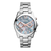 Fossil Perfect Boyfriend Mother of Pearl Blue Dial Silver Steel Strap Watch for Women - ES3880