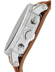 Fossil Original Boyfriend Sport Chronograph Beige Dial Brown Leather Strap Watch for Women - ES4046