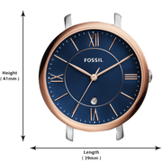Fossil Jacqueline Three Hand Date Luggage Blue Dial Brown Leather Strap Watch for Women - ES4274