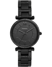 Fossil Carlie Black Dial Black Steel Strap Watch for Women - ES4488