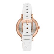 Fossil Jacqueline Quartz Mother of Pearl White Dial White Leather Strap Watch for Women - ES4579