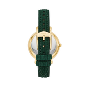 Fossil Jacqueline Multifunction Moonphase Mother of Pearl White Dial Green Leather Strap Watch for Women - ES5244
