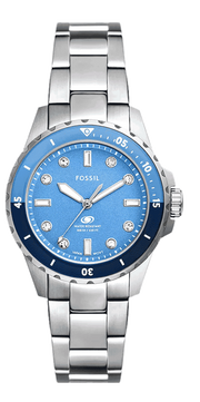 Fossil Blue Dive Three Hand Blue Dial Silver Steel Strap Watch For Women - ES5353