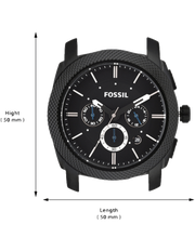 Fossil Machine Chronograph Black Dial Black Silicone Strap Watch for Men - FS4487