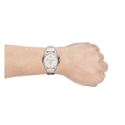 Fossil Dean Chronograph White Dial Silver Steel Strap Watch for Men - FS4795