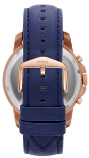 Fossil Grant Chronograph Blue Dial Blue Leather Strap Watch for Men - FS4835
