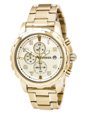 Fossil Dean Chronograph Champagne Dial Gold Steel Strap Watch for Men - FS4867