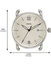 Fossil The Commuter White Dial Brown Leather Strap Watch for Men - FS5275