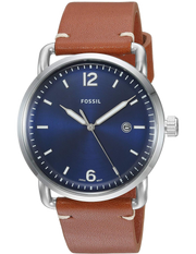 Fossil Commuter Blue Dial Blue Leather Strap Watch for Men - FS5325