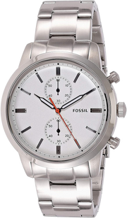 Fossil Townsman White Dial Silver Steel Strap Watch for Men - FS5346