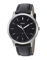 Fossil The Minimalist Three Hand Black Dial Black Leather Strap Watch for Men - FS5398