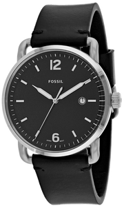 Fossil The Commuter Black Dial Black Leather Strap Watch for Men - FS5406