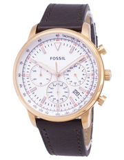 Fossil Goodwin Chronograph White Dial Brown Leather Strap Watch for Men - FS5415