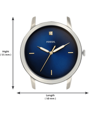 Fossil The Minimalist 3H Blue Dial Brown Leather Strap Watch for Men - FS5499