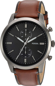 Fossil Townsman Chronograph Gray Dial Brown Leather Strap Watch for Men - FS5522
