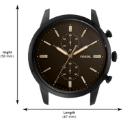 Fossil Goodwin Chronograph Black Dial Black Leather Strap Watch for Men - FS5585
