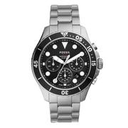 Fossil FB-03 Chronograph Black Dial Silver Steel Strap Watch for Men - FS5725